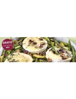 Bohnen-Birnen-Gemüse mit gebackenem Brie