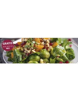 Feldsalat mit Rosenkohl, Süßkartoffeln und Granatapfel