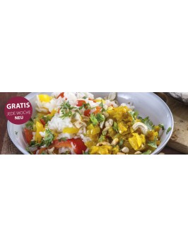 Paprika-Reis mit Zwiebel-Ingwer-Chutney