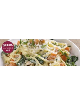 Spaghetti in cremiger Möhren-Spinat-Soße