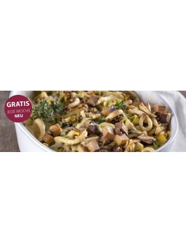 Linsen-Spätzle-Auflauf mit Räuchertofu und Lauch