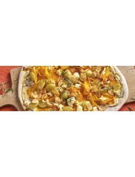 Pizza bianca mit Kürbis und Trauben