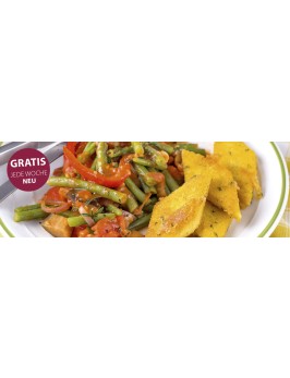 Ratatouille mit grünen Bohnen und Salbei-Polenta-Schnitten