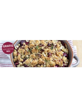 Rote Bete-Apfel-Crumble mit Parmesan-Haselnuss-Streuseln