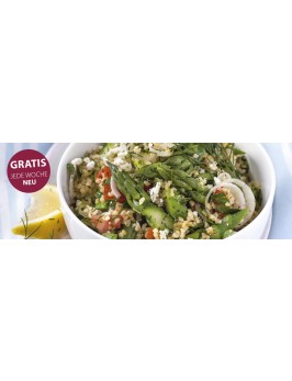 Spargel-Bulgur-Salat mit Kräutern und Feta