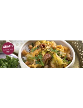 Spitzkohl-Kichererbsen-Gemüse mit Basmatireis