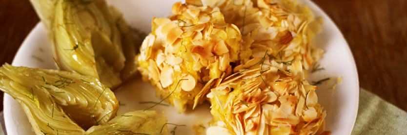 Kartoffel-Mandel-Bällchen mit Honigkaramell-Fenchel